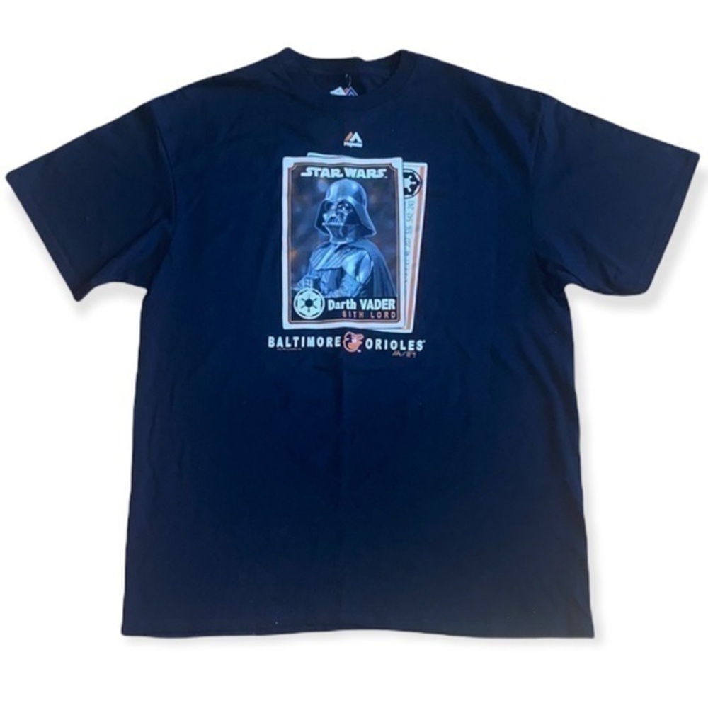 Majestic Baltimore Orioles, Darth Vader short sleeve tee shirt, black